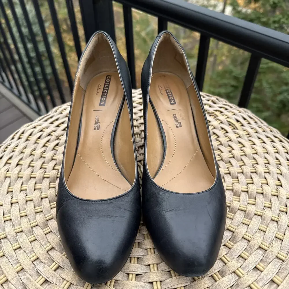 Collection by Clarks Women's 9.5 US 41 EU Pump Heels Black Soft Cushion